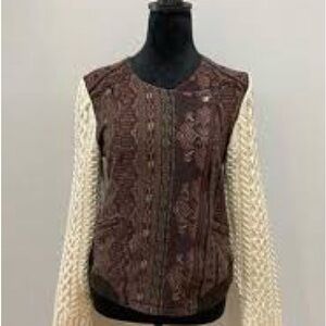 Lilka Anthropologie Patterned Brown and Cream Jacket